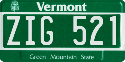 VT license plate ZIG521