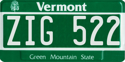 VT license plate ZIG522