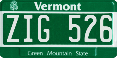 VT license plate ZIG526