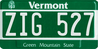 VT license plate ZIG527