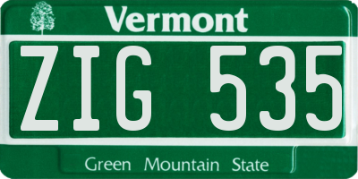VT license plate ZIG535