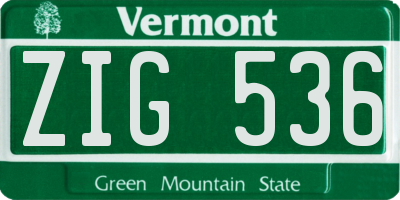VT license plate ZIG536