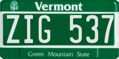 VT license plate ZIG537