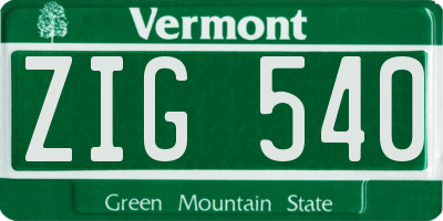 VT license plate ZIG540