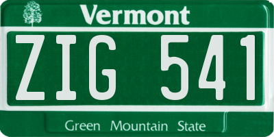 VT license plate ZIG541