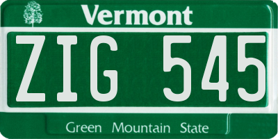 VT license plate ZIG545