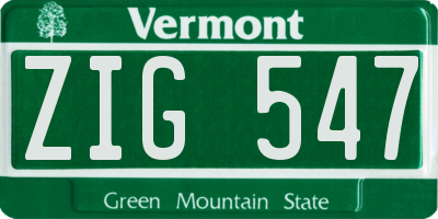 VT license plate ZIG547