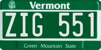 VT license plate ZIG551