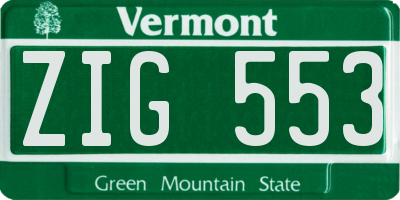VT license plate ZIG553