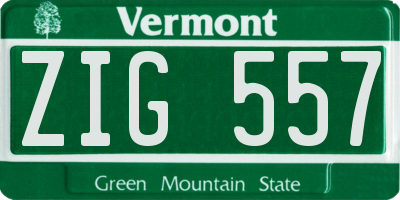 VT license plate ZIG557