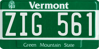VT license plate ZIG561