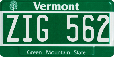 VT license plate ZIG562