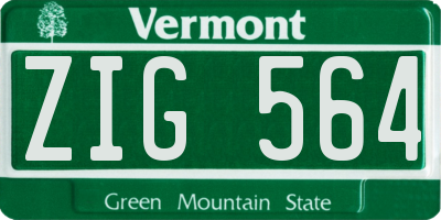 VT license plate ZIG564