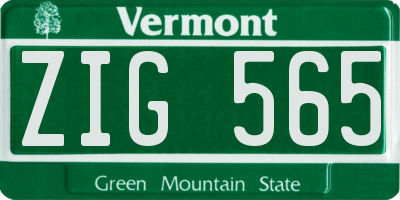 VT license plate ZIG565