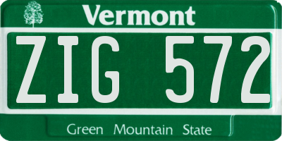 VT license plate ZIG572