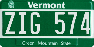 VT license plate ZIG574