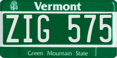 VT license plate ZIG575