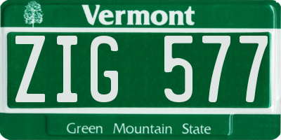 VT license plate ZIG577