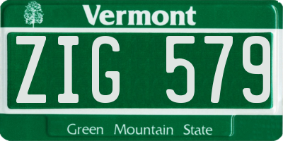 VT license plate ZIG579