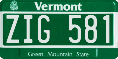 VT license plate ZIG581