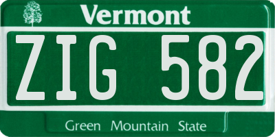 VT license plate ZIG582