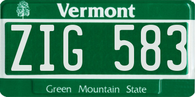 VT license plate ZIG583