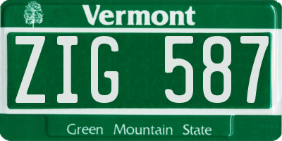 VT license plate ZIG587