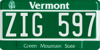 VT license plate ZIG597