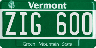 VT license plate ZIG600