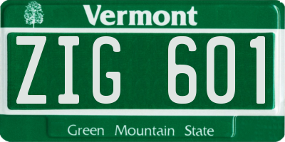 VT license plate ZIG601