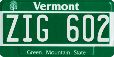 VT license plate ZIG602
