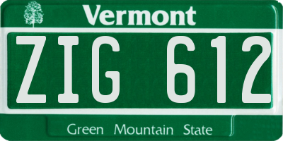 VT license plate ZIG612