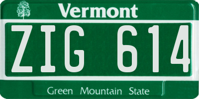 VT license plate ZIG614