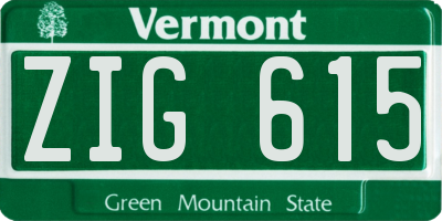 VT license plate ZIG615