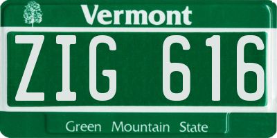 VT license plate ZIG616
