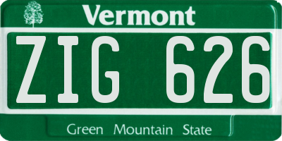 VT license plate ZIG626