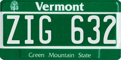 VT license plate ZIG632