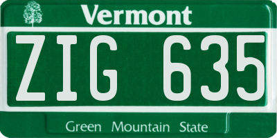 VT license plate ZIG635
