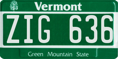 VT license plate ZIG636