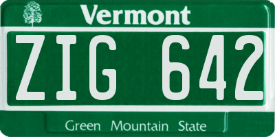 VT license plate ZIG642