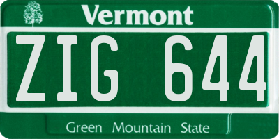 VT license plate ZIG644