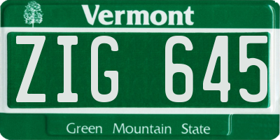 VT license plate ZIG645