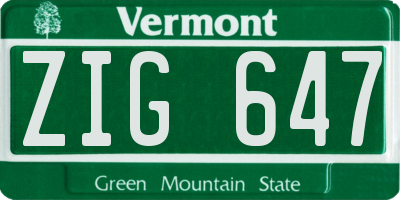 VT license plate ZIG647