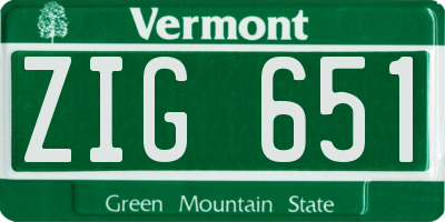 VT license plate ZIG651