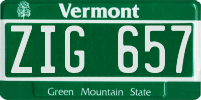 VT license plate ZIG657