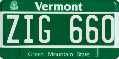 VT license plate ZIG660