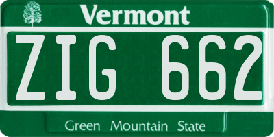 VT license plate ZIG662