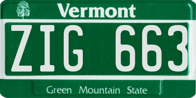 VT license plate ZIG663