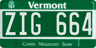 VT license plate ZIG664