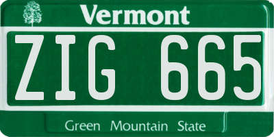 VT license plate ZIG665